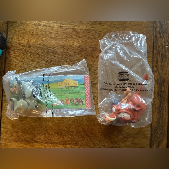 Disney Other - 1994 Burger King Lion King Toys Lot of 2 — Hyena Sealed, Pumbaa Bag Open